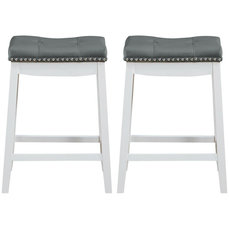 Set of 2 24-Inch Height Backless Counter Stool with Footrest