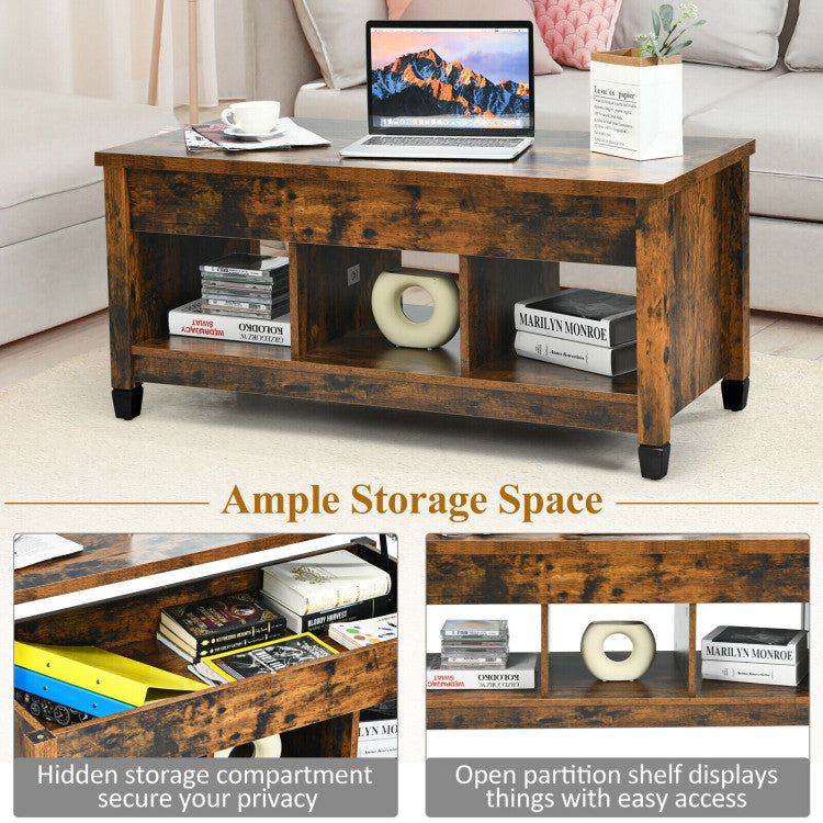 Lift Top Coffee Table with Hidden Storage Compartment