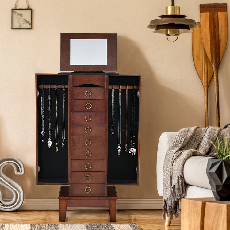 Wooden Jewelry Cabinet Storage Organizer with 6 Drawers