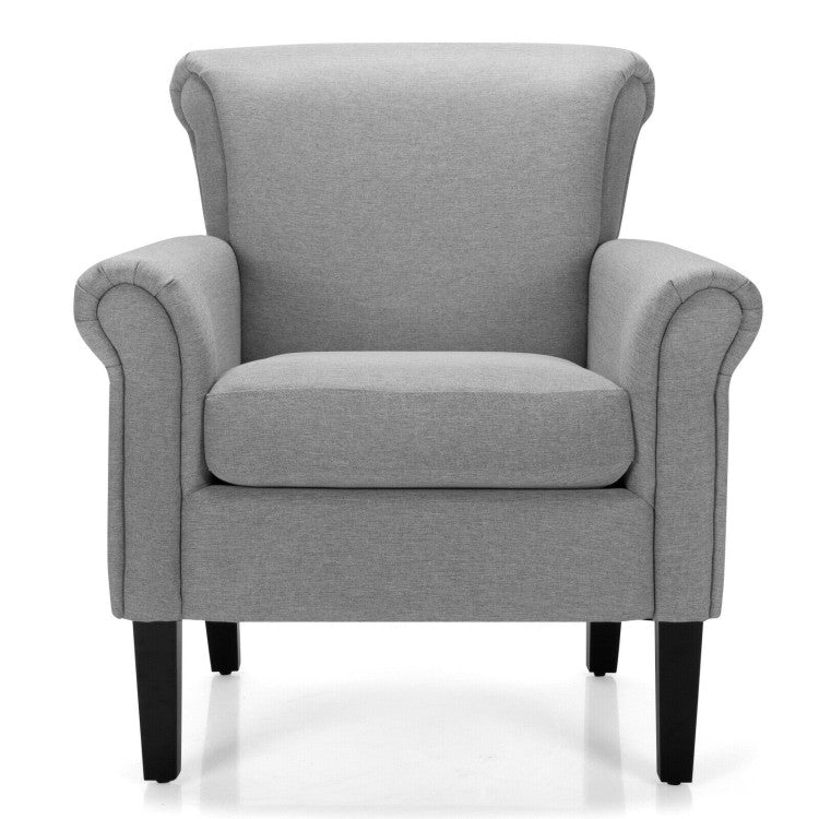 Upholstered Fabric Accent Chair with Adjustable Foot Pads