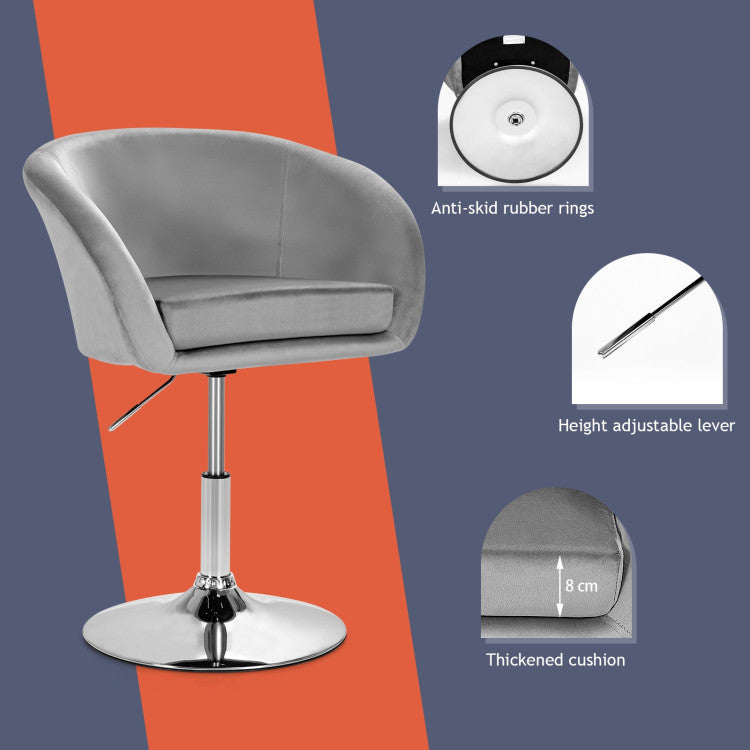 360-Degree Swivel Accent Chair with Round-Back and Chrome Frame for Makeup