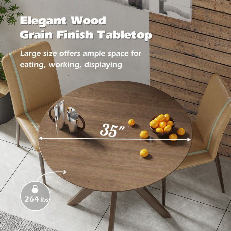 35 Inch Modern round Wood Dining Table with Solid Legs