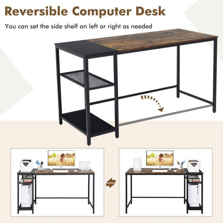 55 Inch Reversible Computer Desk with Splice Tabletop