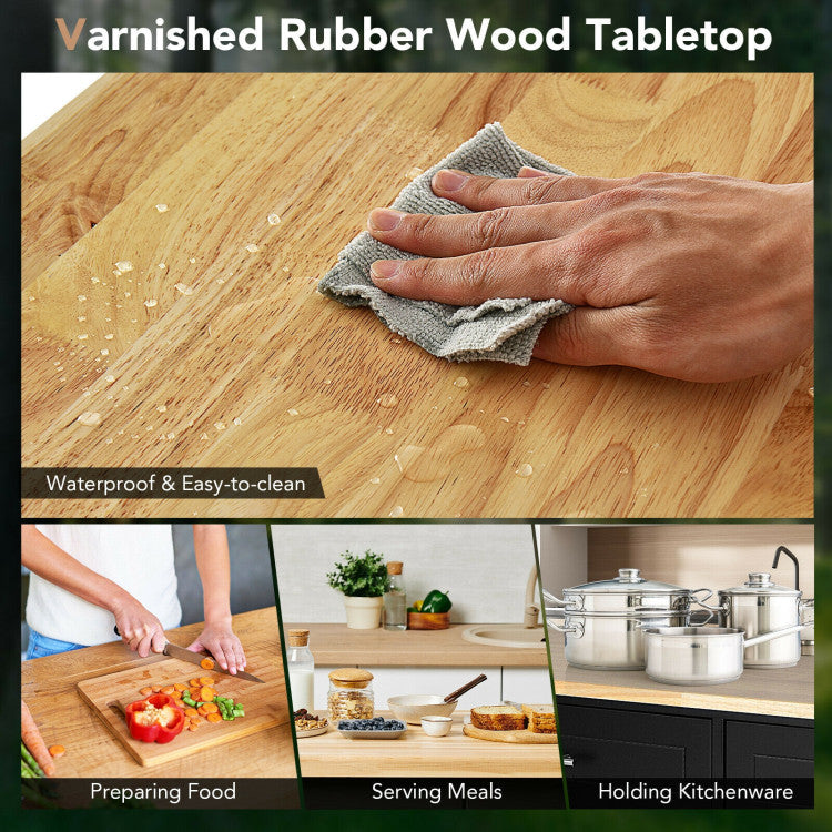 Kitchen Island Cart with Knife Block and Lockable Castors