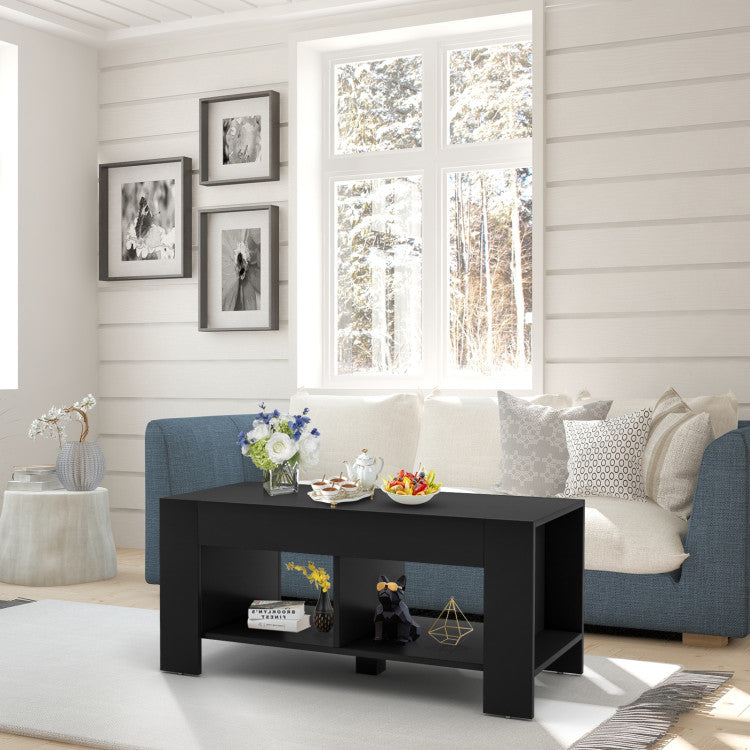 2-Tier Wood Coffee Table Sofa Side Table with Storage Shelf