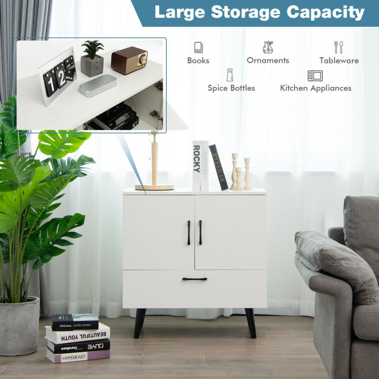 Modern Floor Storage Cabinet with 2 Doors and 1 Pull-Out Drawer