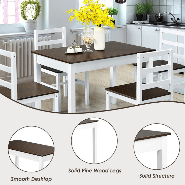 5 Pieces Solid Wood Compact Kitchen Dining Set