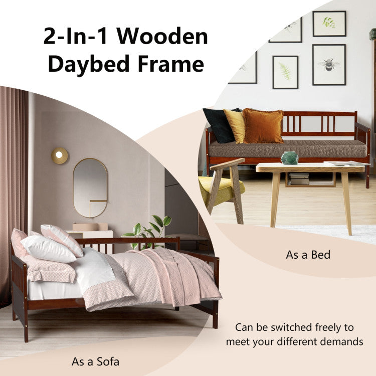 Modern Twin Size Daybed Frame with Wooden Slats Support