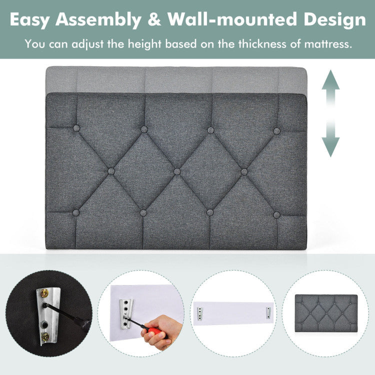 Twin Size Wall-Mounted Upholstered Bed Headboard