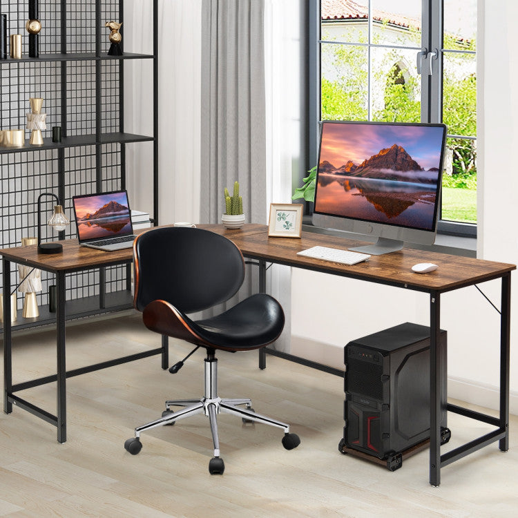 L-Shaped Corner Computer Desk with CPU Stand and Spacious Surface