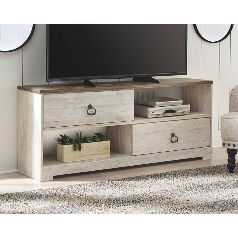 Willowton Whitewash Large TV Stand - StafforaFurniture