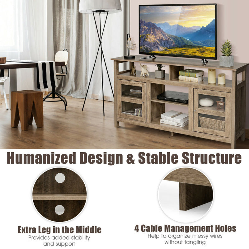 58 Inch TV Stand with 2 Cabinets for Flat Screen Tvs up to 65 Inch