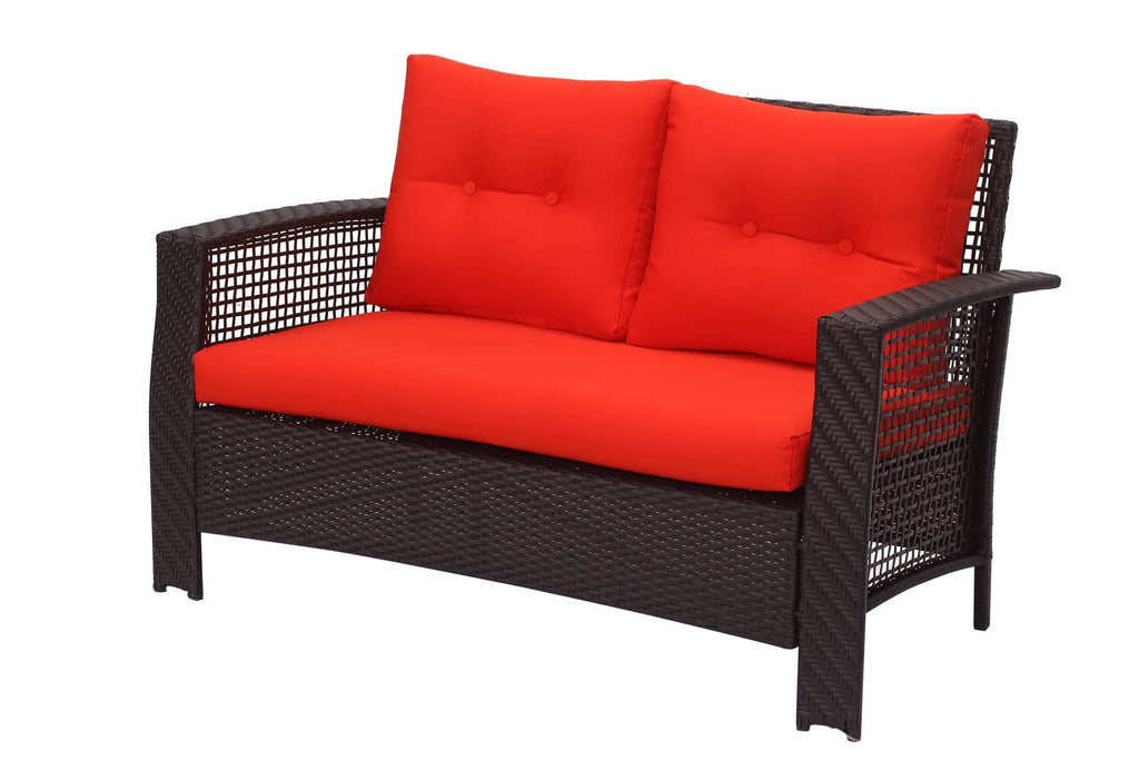 Staffora Ariel 4 Piece All Weather Wicker Sofa Seating Group with Cushions and Coffee Table - StafforaFurniture