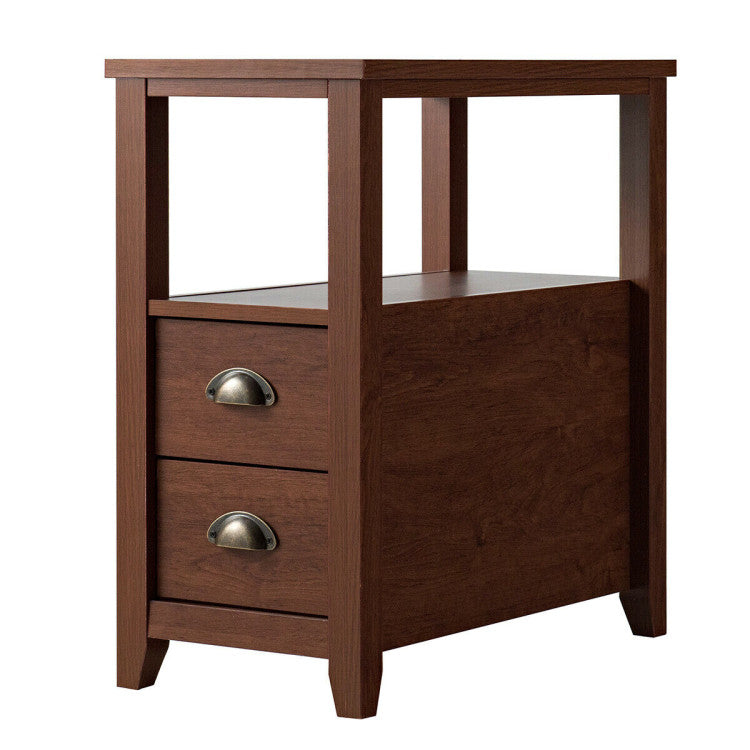 23.5 X 12 Inch Rectangular Nightstand with 2 Drawers and Shelf