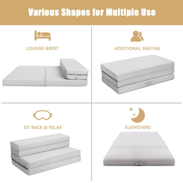 4 Inch Folding Sofa Bed Foam Mattress with Handles