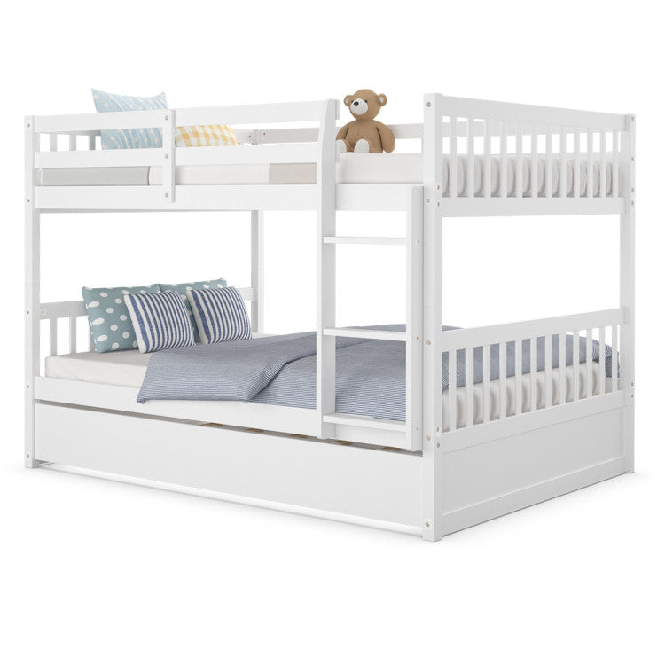 Full over Full Bunk Bed Platform Wood Bed with Ladder