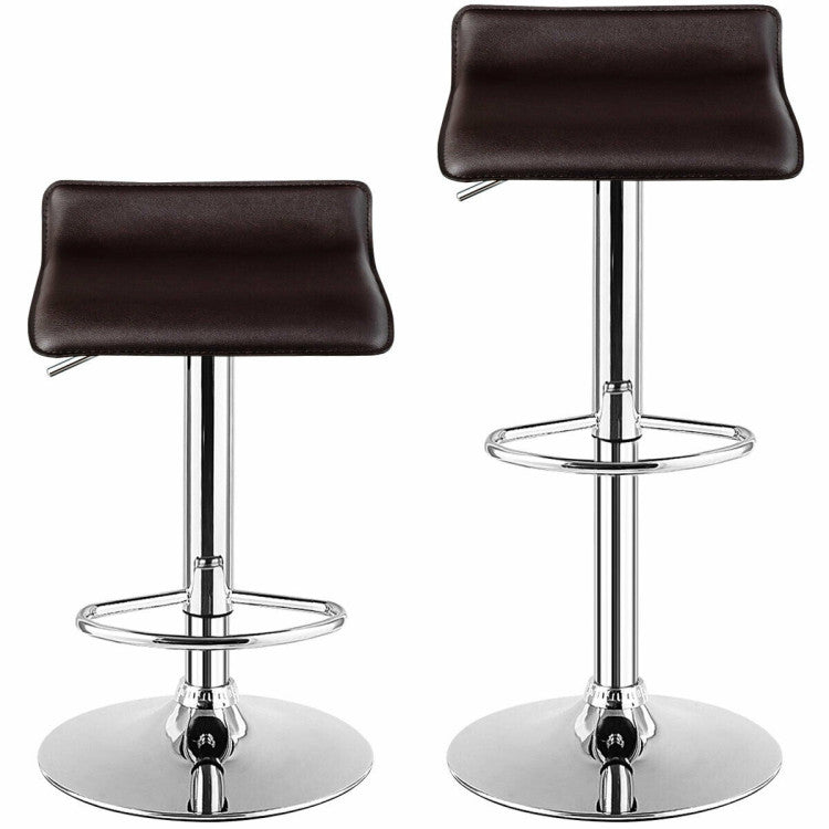 Set of 2 Modern Design Adjustable PU Leather Backless Bar Stools