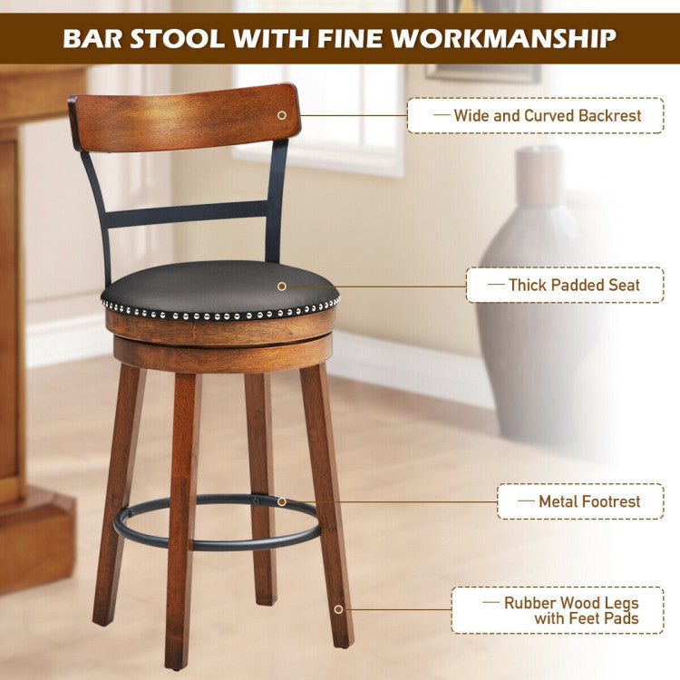 Set of 2 Swivel Counter Height Bar Stools