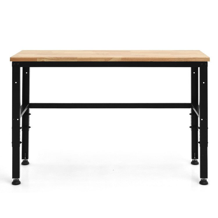 53 Inch Adjustable Heavy-Duty Workbench with Rubber Wood Top