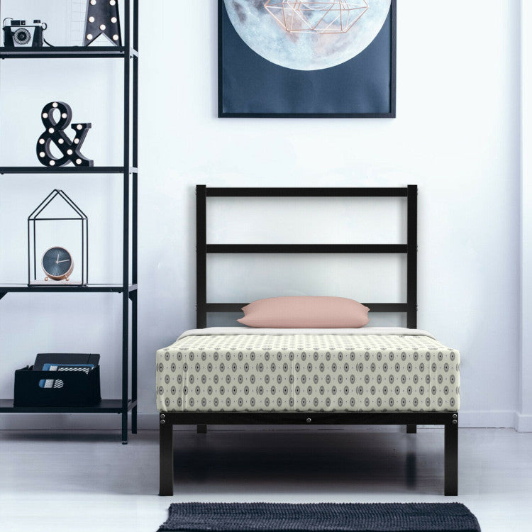 Twin/Full Size Metal Bed Platform Frame with Headboard.