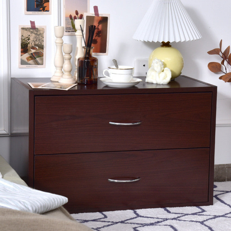 2-Drawer Retro Stackable Storage Cabinet with Handles