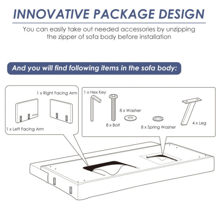 3 Seat Convertible Linen Fabric Futon Sofa with USB and Power Strip