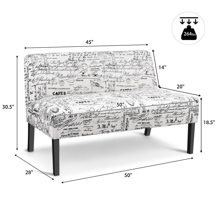 Wooden Leg Armless Loveseat Sofa for Living Room