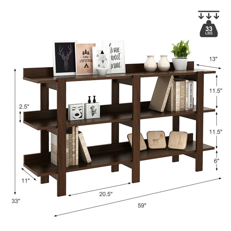 59 Inch Console Table with 3-Tier Open Shelf for Front Hall, Hallway and Foyer