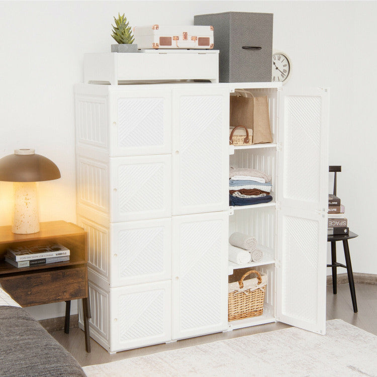 Foldable Armoire Wardrobe Closet with 8/10/12 Cubes