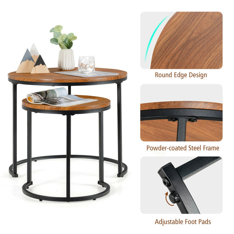 Set of 2 Modern round Stacking Nesting Coffee Tables