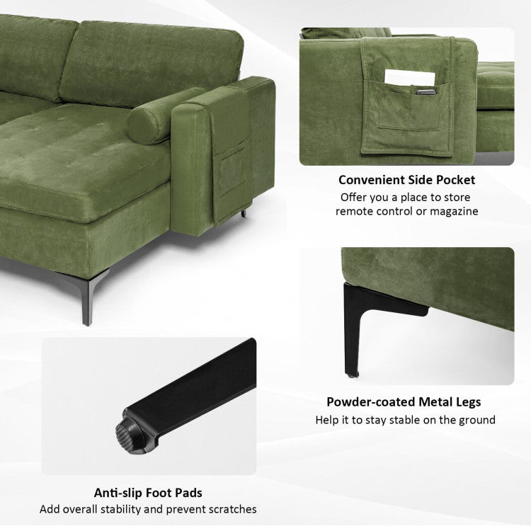 Modular L-Shaped Sectional Sofa with Reversible Chaise and 2 USB Ports