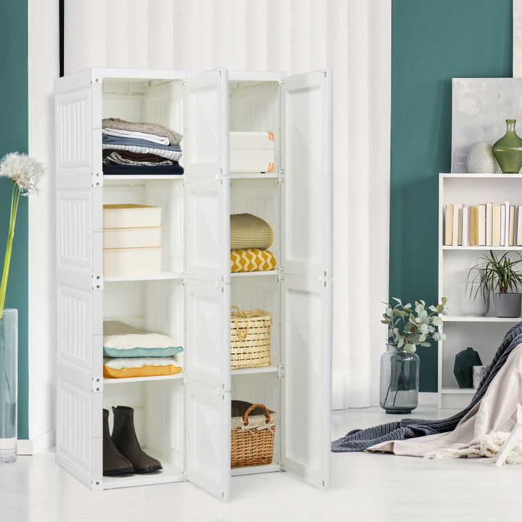 Foldable Armoire Wardrobe Closet with 8/10/12 Cubes