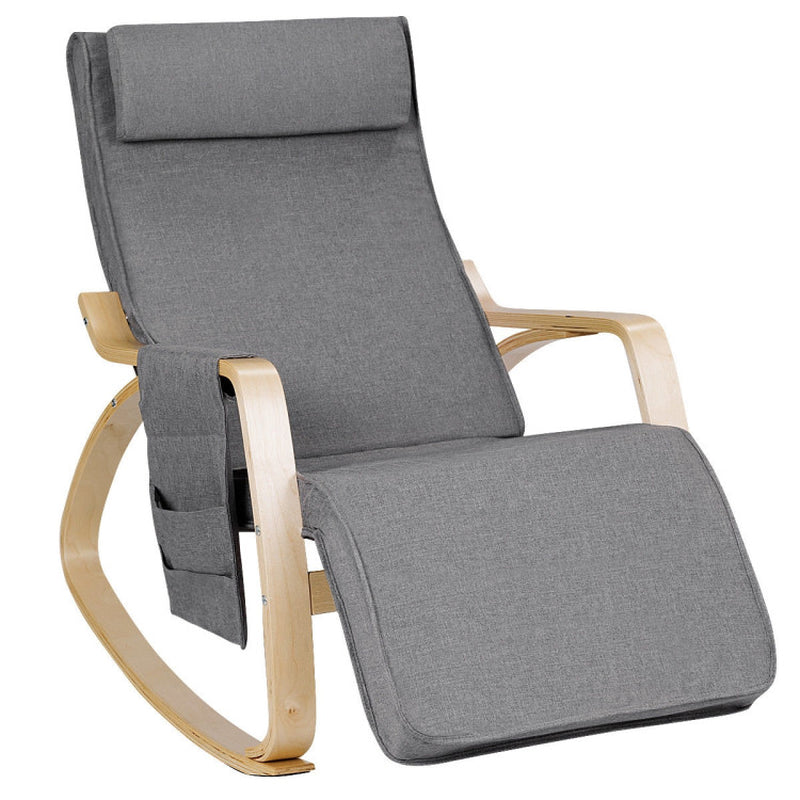 Comfortable Lounge Rocking Chair with Removable Cushion Cover and Side Pocket