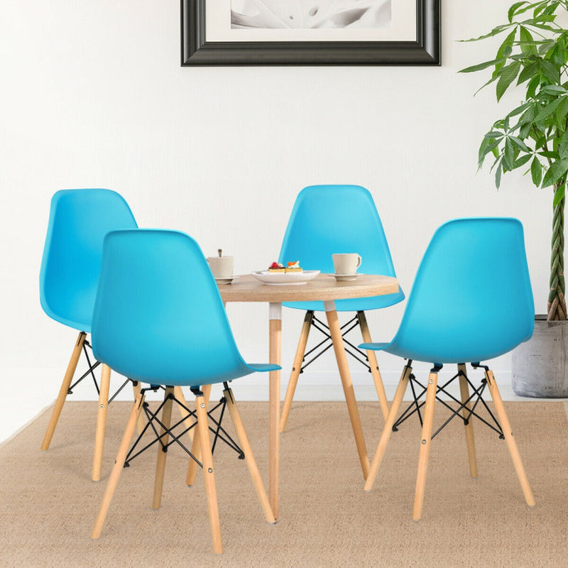 4 Pieces Modern Armless Dining Chair Set with Wood Legs