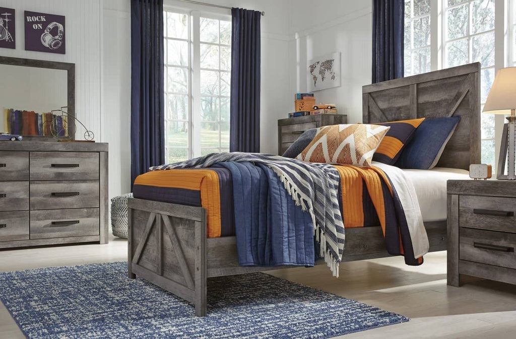 Gray Cross-buck Bedroom Set - StafforaFurniture