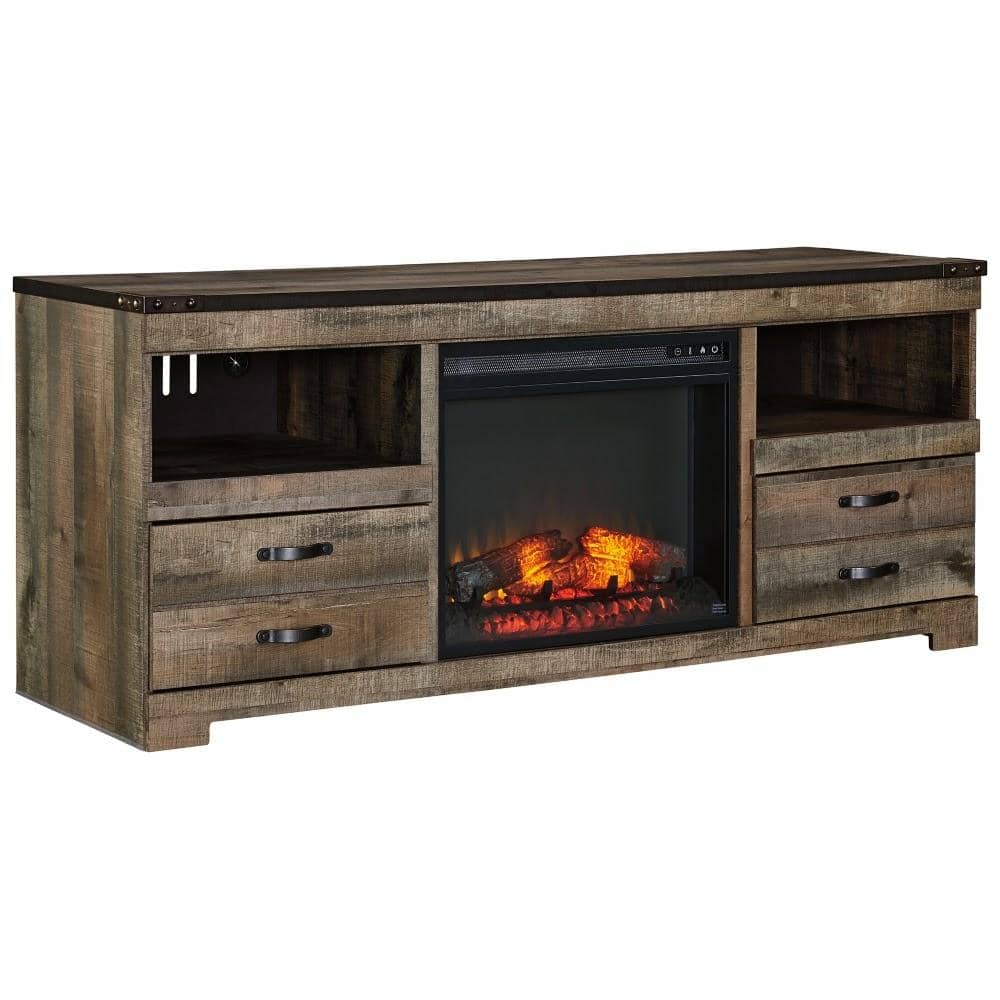 Trinell Brown LG TV Stand w/Fireplace Option - StafforaFurniture