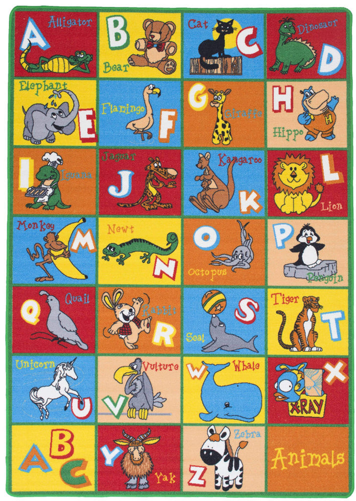 Animal Friends Playful Alphabet ABCD Kids Fun Area Rug - StafforaFurniture