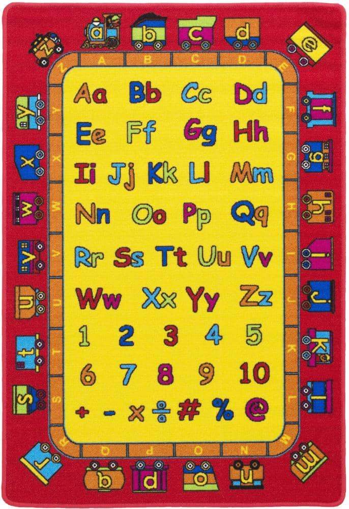 Kids Playful Alphabet ABCD and Numbers Train Kids Fun Area Rug - StafforaFurniture