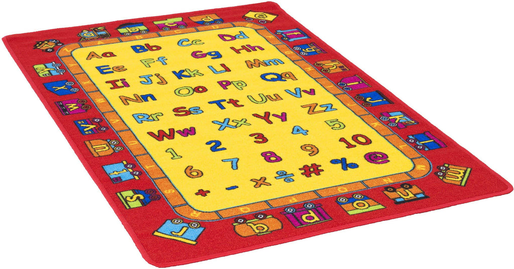 Kids Playful Alphabet ABCD and Numbers Train Kids Fun Area Rug - StafforaFurniture