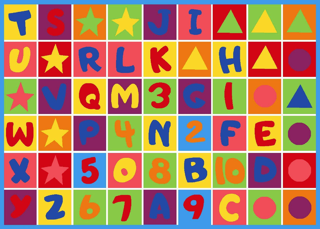 Kids Letters Numbers and Shapes Playful Kids Fun Area Rug - StafforaFurniture