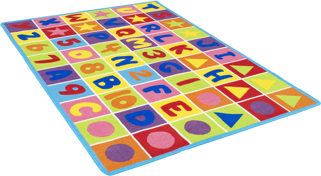 Kids Letters Numbers and Shapes Playful Kids Fun Area Rug - StafforaFurniture