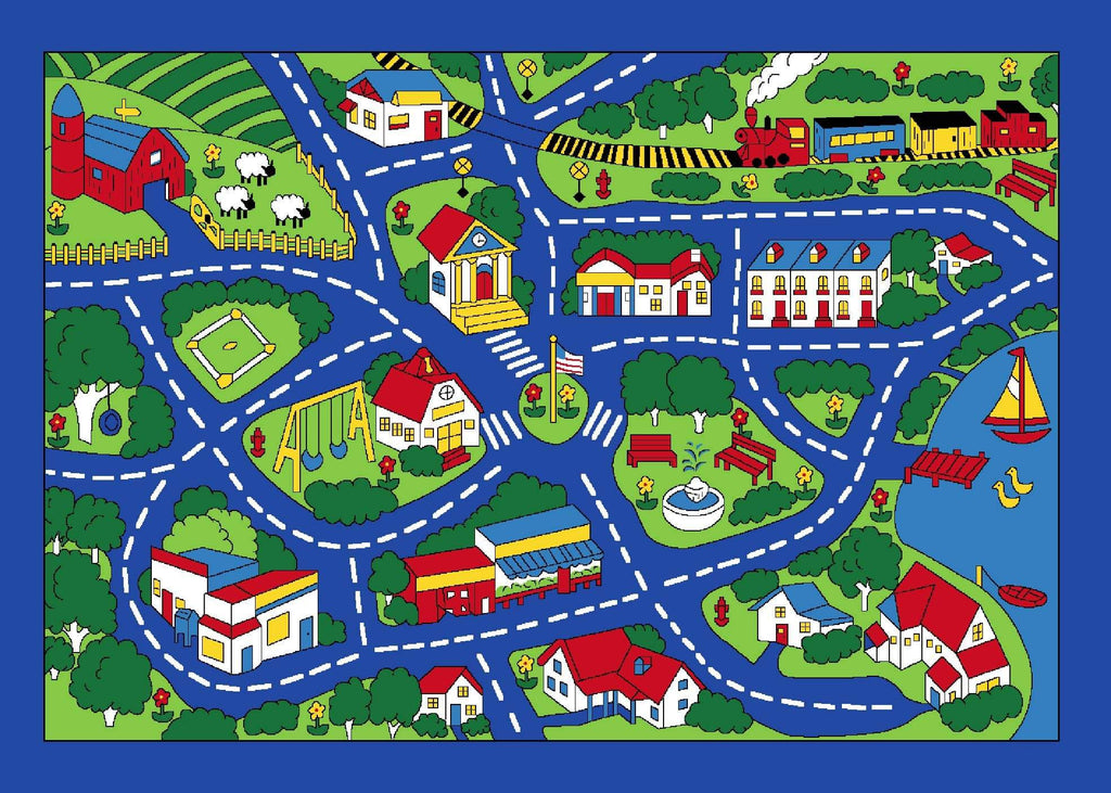 Kids City Street Map Play and Travel Kids Fun Area Rug - StafforaFurniture