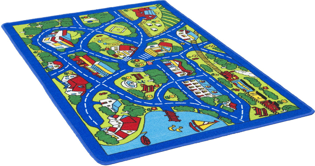 Kids City Street Map Play and Travel Kids Fun Area Rug - StafforaFurniture