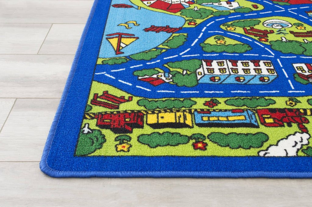 Kids City Street Map Play and Travel Kids Fun Area Rug - StafforaFurniture