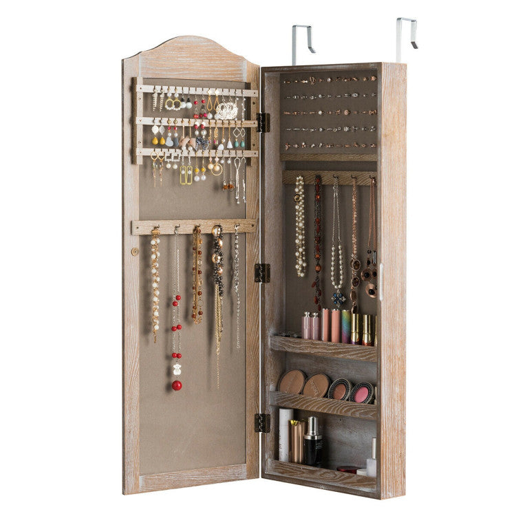 Wall/Door Mounted Jewelry Armoire Cabinet with Mirror