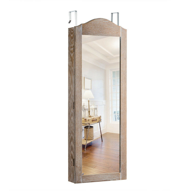 Wall/Door Mounted Jewelry Armoire Cabinet with Mirror