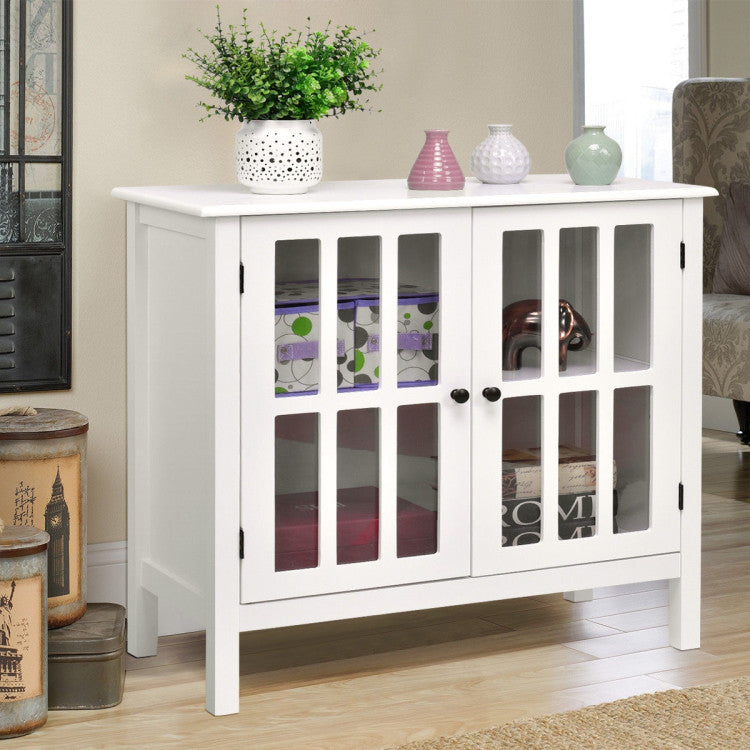 Glass Door Sideboard Console Storage Buffet Cabinet