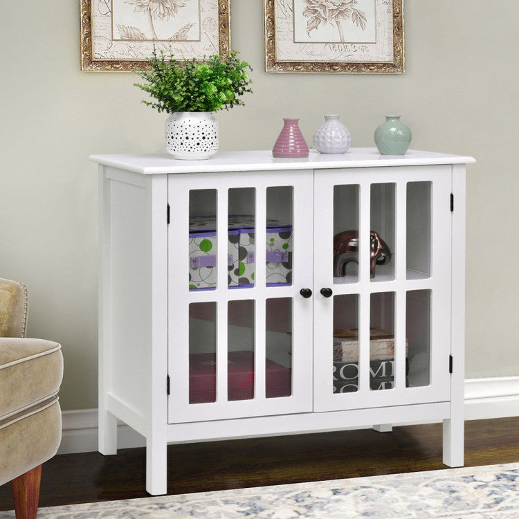 Glass Door Sideboard Console Storage Buffet Cabinet