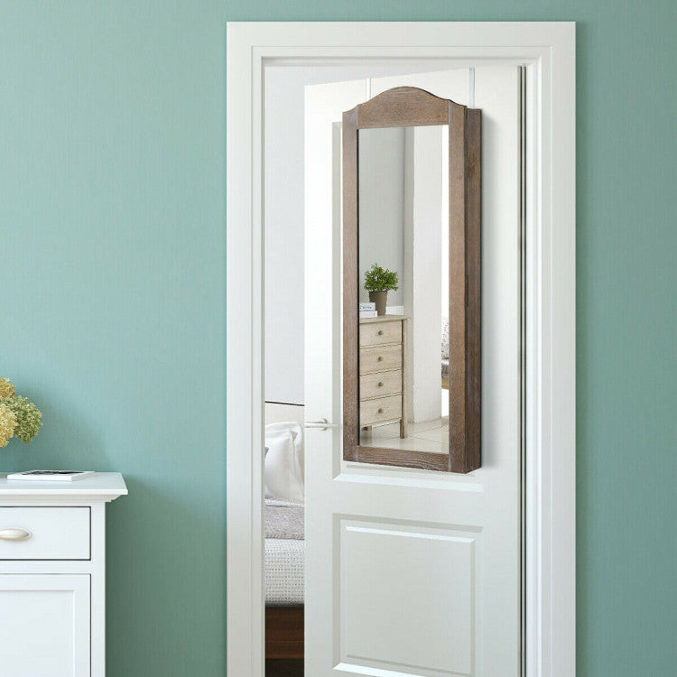 Wall/Door Mounted Jewelry Armoire Cabinet with Mirror