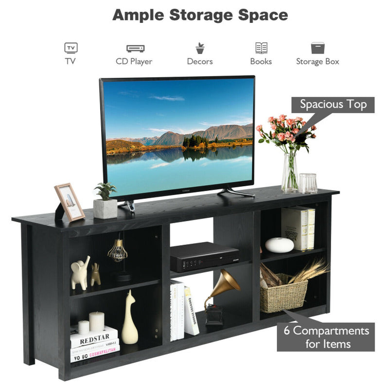 Wood TV Stand with 6 Open Shelves for Tvs up to 75-Inch